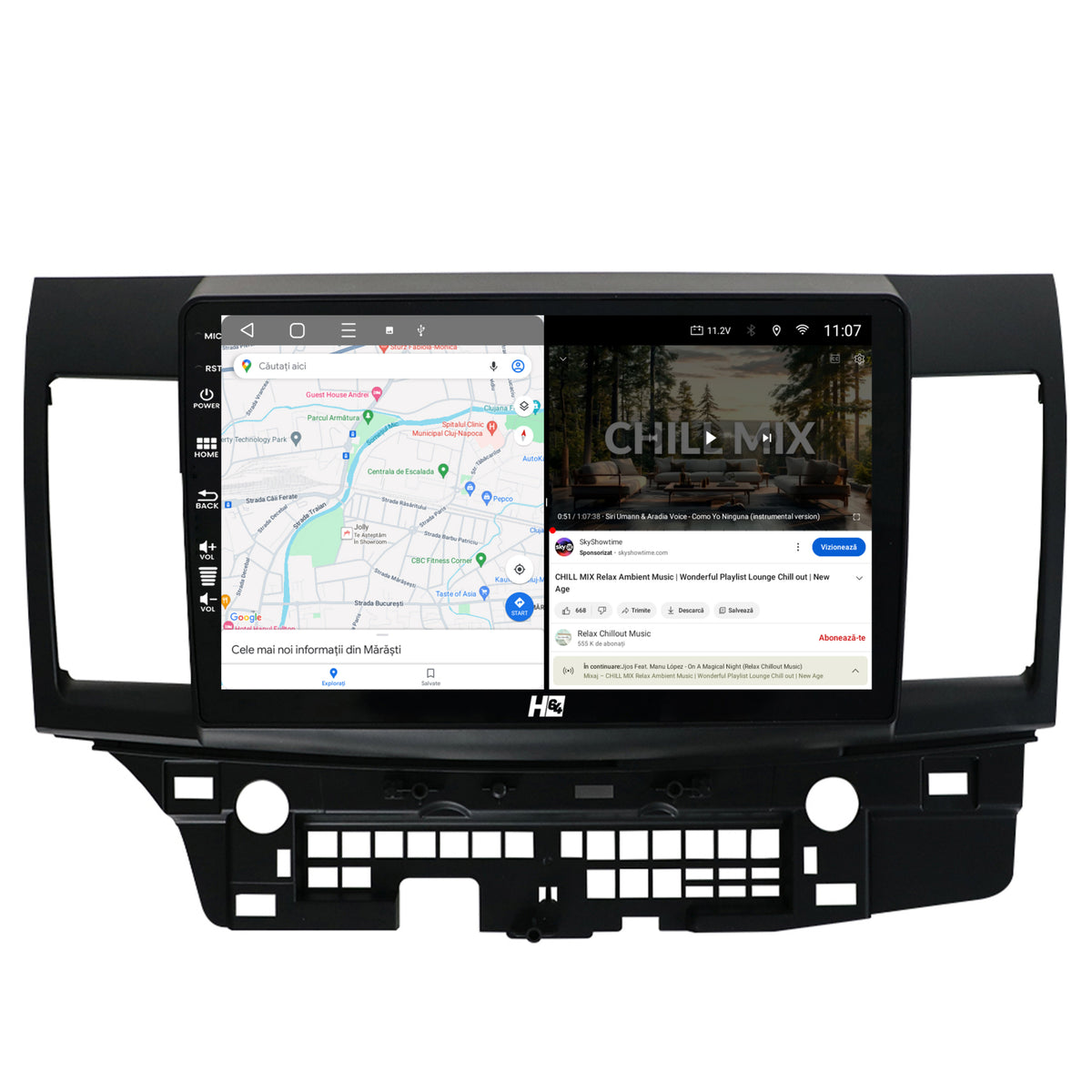 Navigatie HUB64 Mitsubishi Lancer (2007-2016), 2GB RAM, Android, GPS, Wi-FI, Carplay, Android Auto, USB, Bluetooth, Radio, Waze, Touchscreen, 10.1 inch