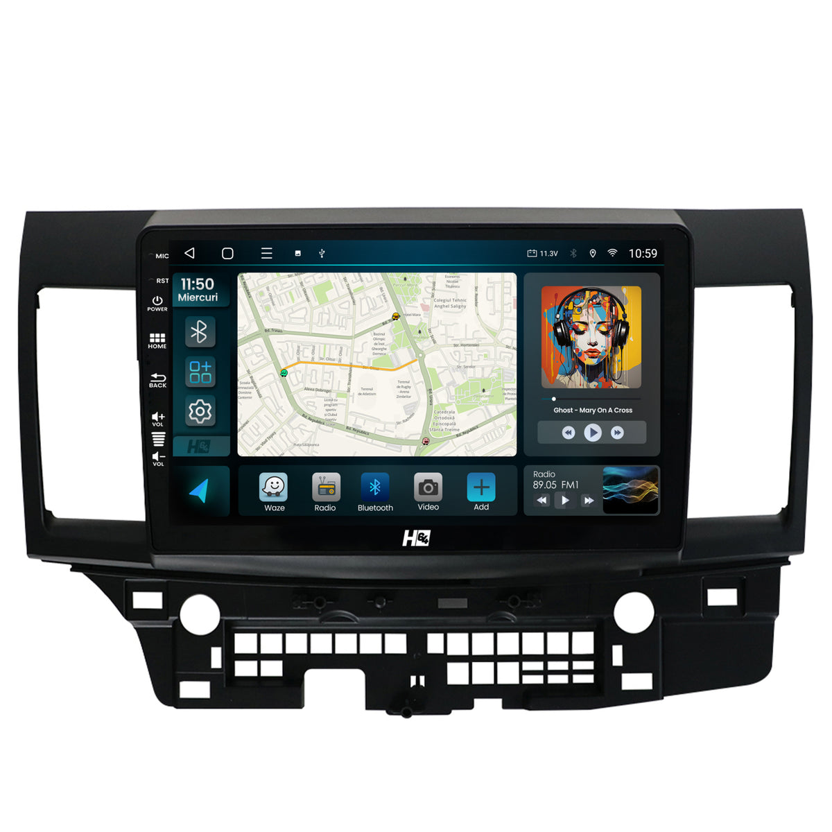 Navigatie HUB64 Mitsubishi Lancer (2007-2016), 2GB RAM, Android, GPS, Wi-FI, Carplay, Android Auto, USB, Bluetooth, Radio, Waze, Touchscreen, 10.1 inch