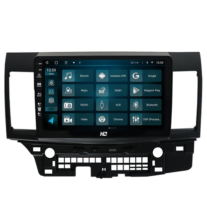 Navigatie HUB64 Mitsubishi Lancer (2007-2016), 4GB RAM, Android, Quadcore, DSP, GPS, Wi-FI, Carplay, Android Auto, USB, Bluetooth, Waze, Touchscreen, 10.1 Inch