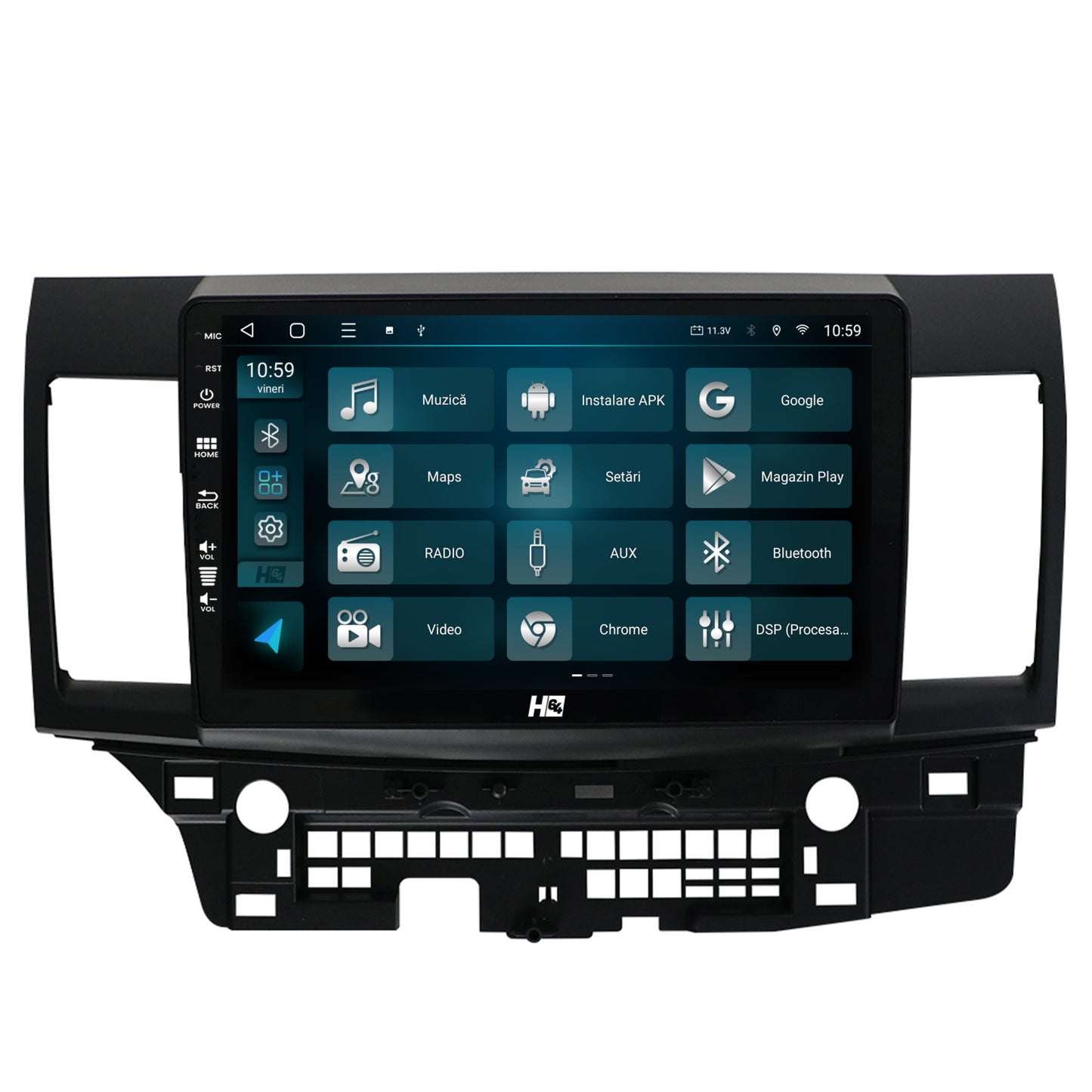 Navigatie HUB64 Mitsubishi Lancer (2007-2016), 8GB RAM, Android, Octacore, Slot Sim 4G, DSP, GPS, Wi-FI, Carplay, Android Auto, USB, Bluetooth, Waze, Touchscreen, 10.1 Inch