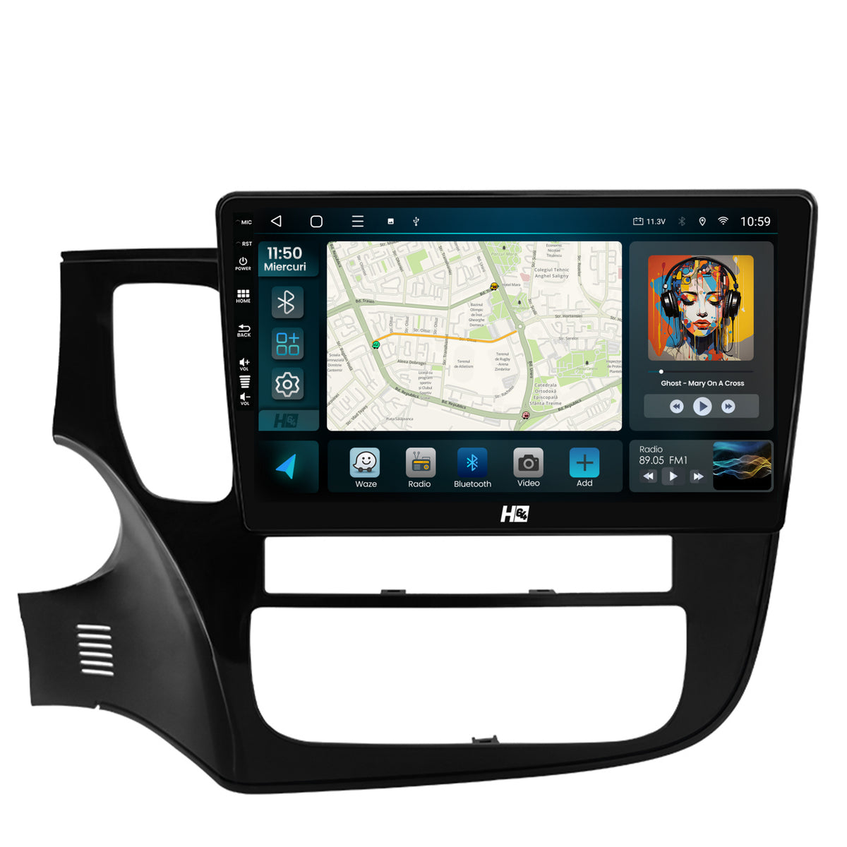 Navigatie HUB64 Mitsubishi Outlander (2013-2020), 4GB RAM, Android, Octacore, Slot Sim 4G, DSP, GPS, Wi-FI, Carplay, Android Auto, USB, Bluetooth, Waze, Touchscreen, 10.1 Inch