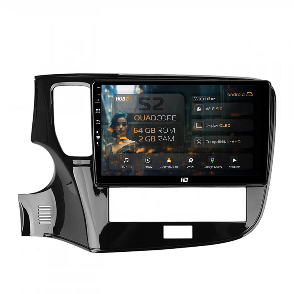 Navigatie HUB64 Mitsubishi Outlander (2019-2021), 2GB RAM, Android, GPS, Wi-FI, Carplay, Android Auto, USB, Bluetooth, Radio, Waze, Touchscreen, 10.1 inch