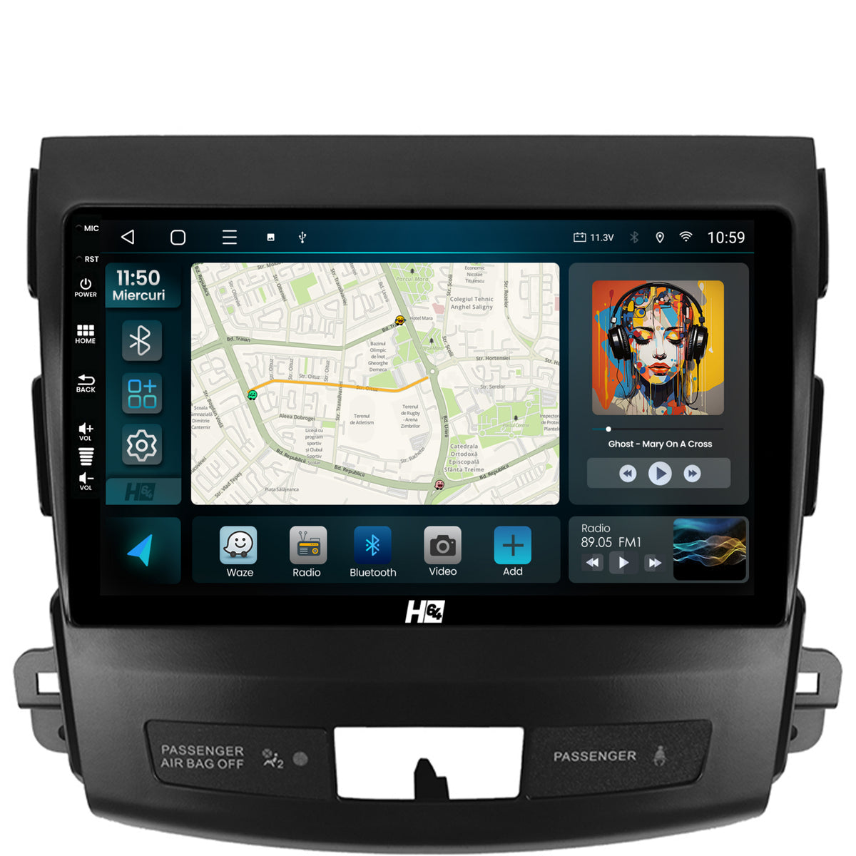 Navigatie HUB64 Mitsubishi Outlander / Peugeot 4007 / Citron C-Crosser, 8GB RAM, Android, Octacore, Slot Sim 4G, DSP, GPS, Wi-FI, Carplay, Android Auto, USB, Bluetooth, Waze, Touchscreen, 9