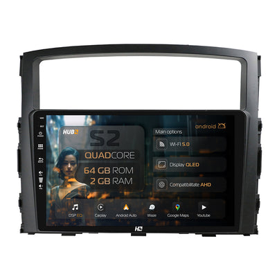 Navigatie HUB64 Mitsubishi Pajero (2006-2014), 2GB RAM, Android, GPS, Wi-FI, Carplay, Android Auto, USB, Bluetooth, Radio, Waze, Touchscreen, 9 inch