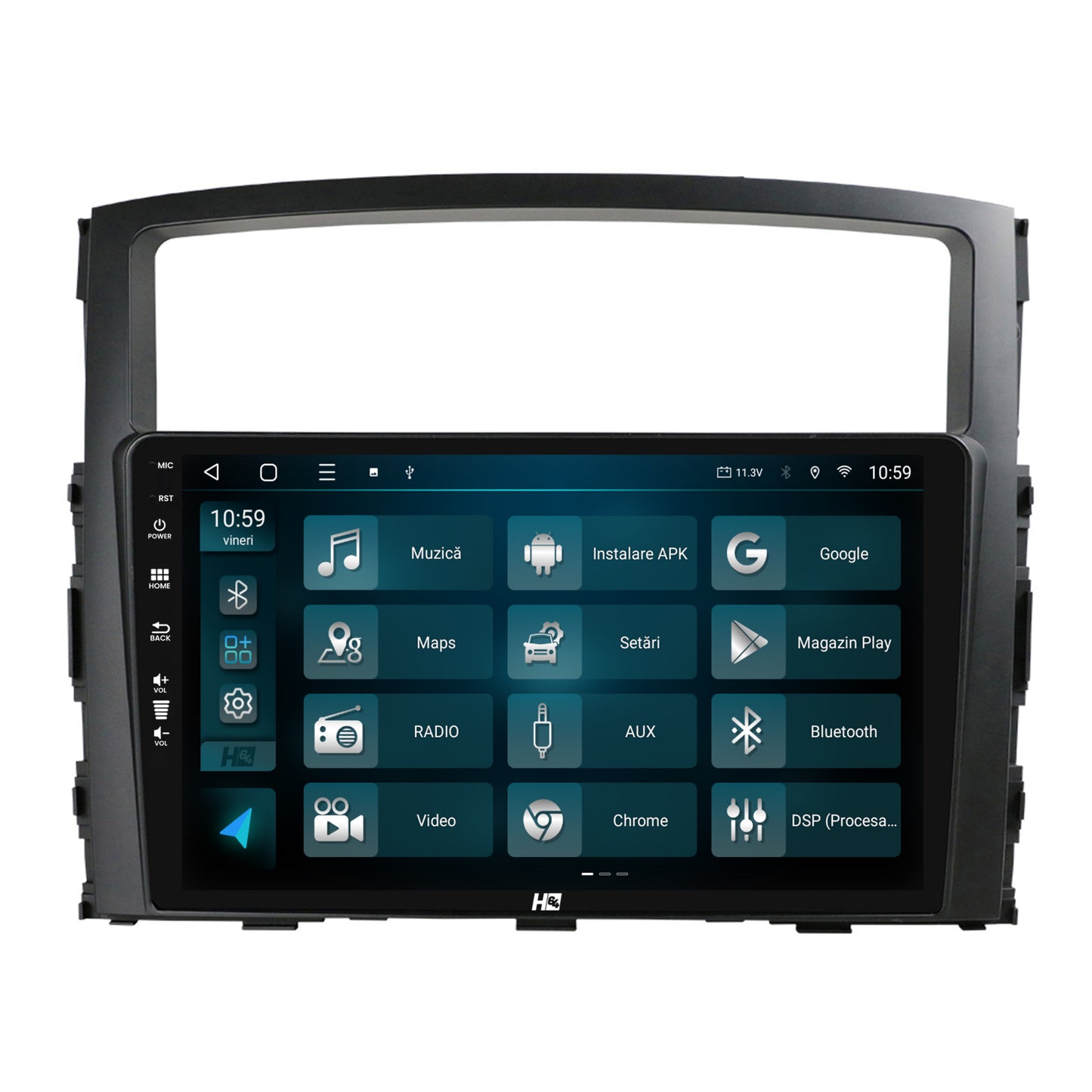 Navigatie HUB64 Mitsubishi Pajero (2006-2014), 6GB RAM, Android, Octacore, Slot Sim 4G, DSP, GPS, Wi-FI, Carplay, Android Auto, USB, Bluetooth, Waze, Touchscreen, 9 Inch