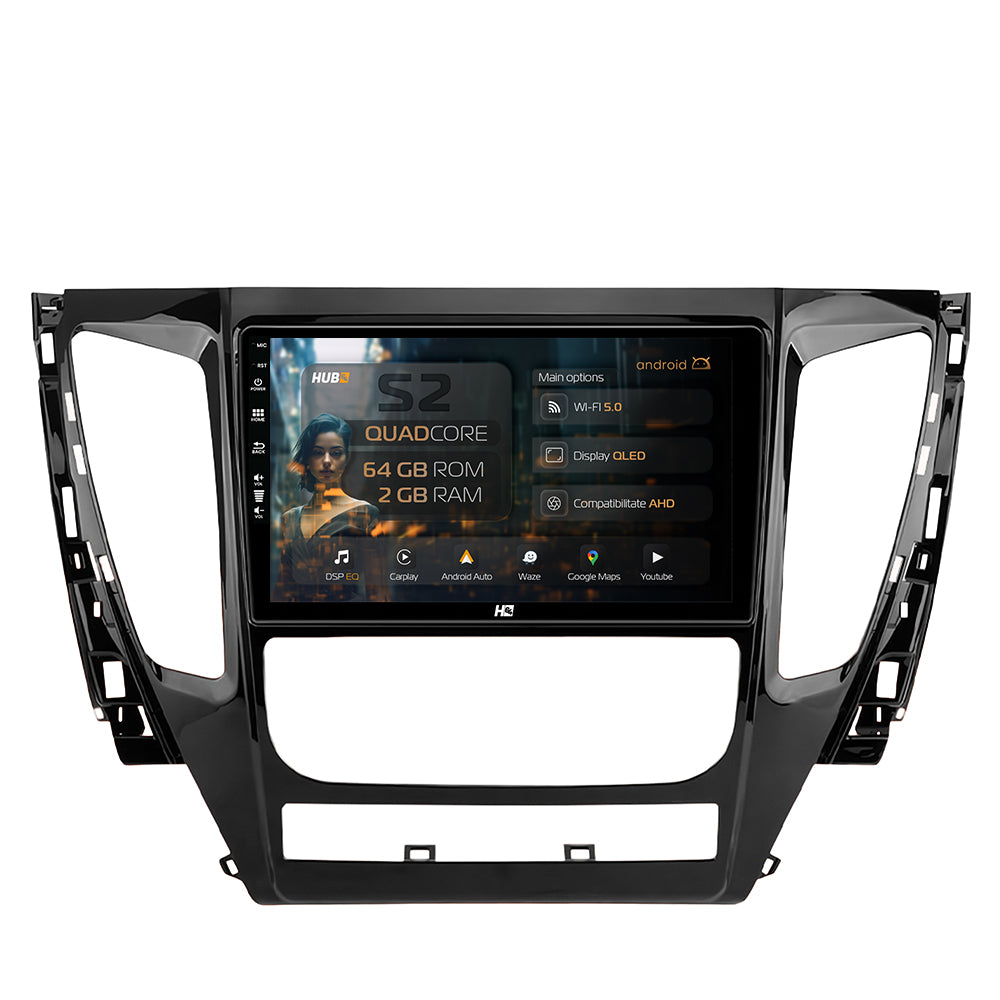 Navigatie HUB64 Mitsubishi Pajero (2016-2018), 2GB RAM, Android, GPS, Wi-FI, Carplay, Android Auto, USB, Bluetooth, Radio, Waze, Touchscreen, 9 inch
