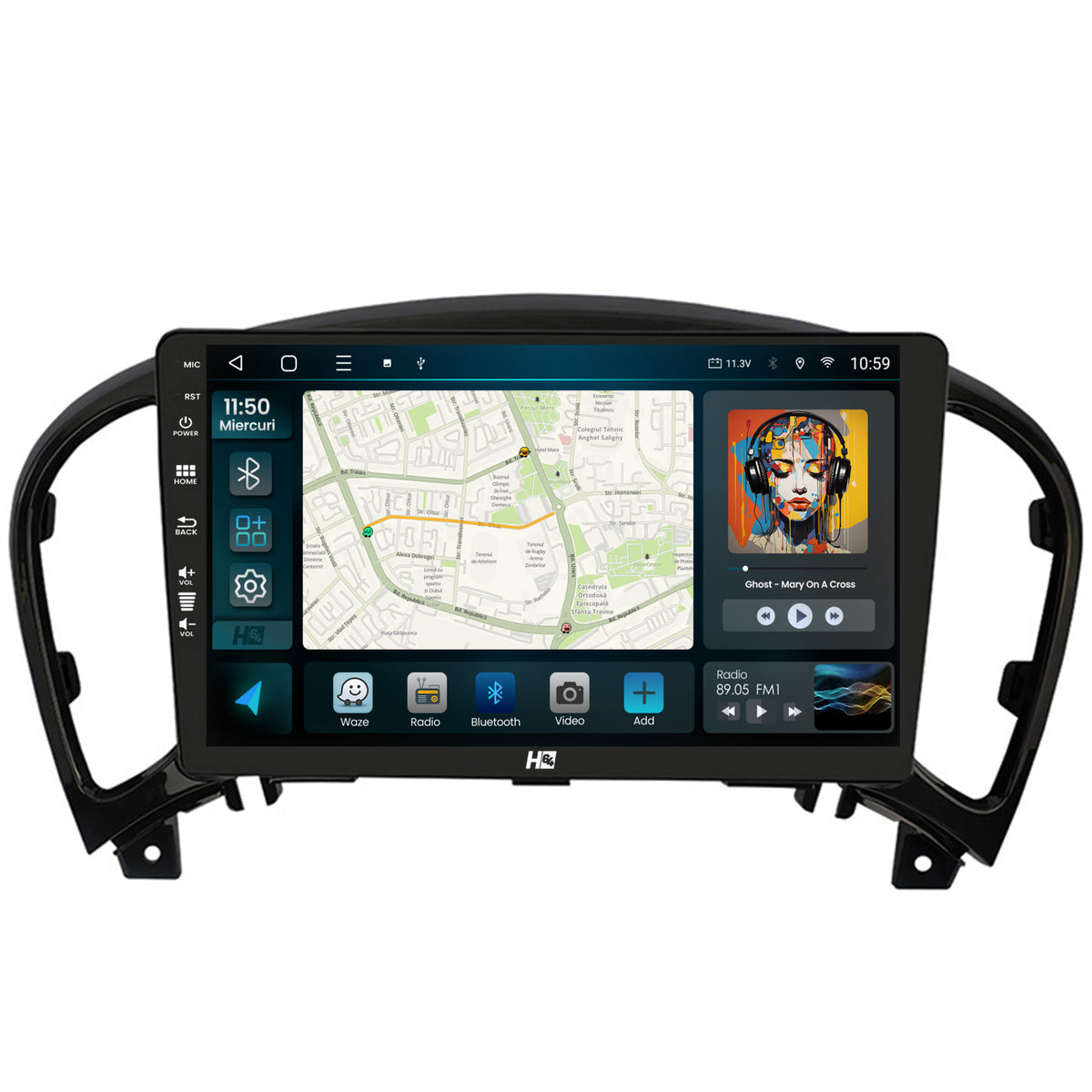 Navigatie HUB64 Nissan Juke (2010-2019), 2GB RAM, Android, GPS, Wi-FI, Carplay, Android Auto, USB, Bluetooth, Radio, Waze, Touchscreen, 9 inch