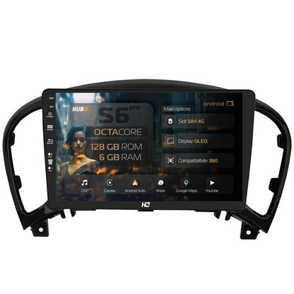 Navigatie HUB64 Nissan Juke (2010-2019), 6GB RAM, Android, Octacore, Slot Sim 4G, DSP, GPS, Wi-FI, Carplay, Android Auto, USB, Bluetooth, Waze, Touchscreen, 9 Inch