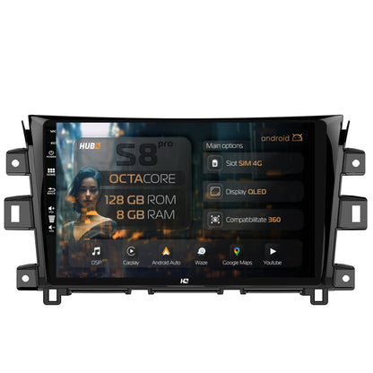 Navigatie HUB64 Nissan Navara (2015+), 8GB RAM, Android, Octacore, Slot Sim 4G, DSP, GPS, Wi-FI, Carplay, Android Auto, USB, Bluetooth, Waze, Touchscreen, 10.1 Inch