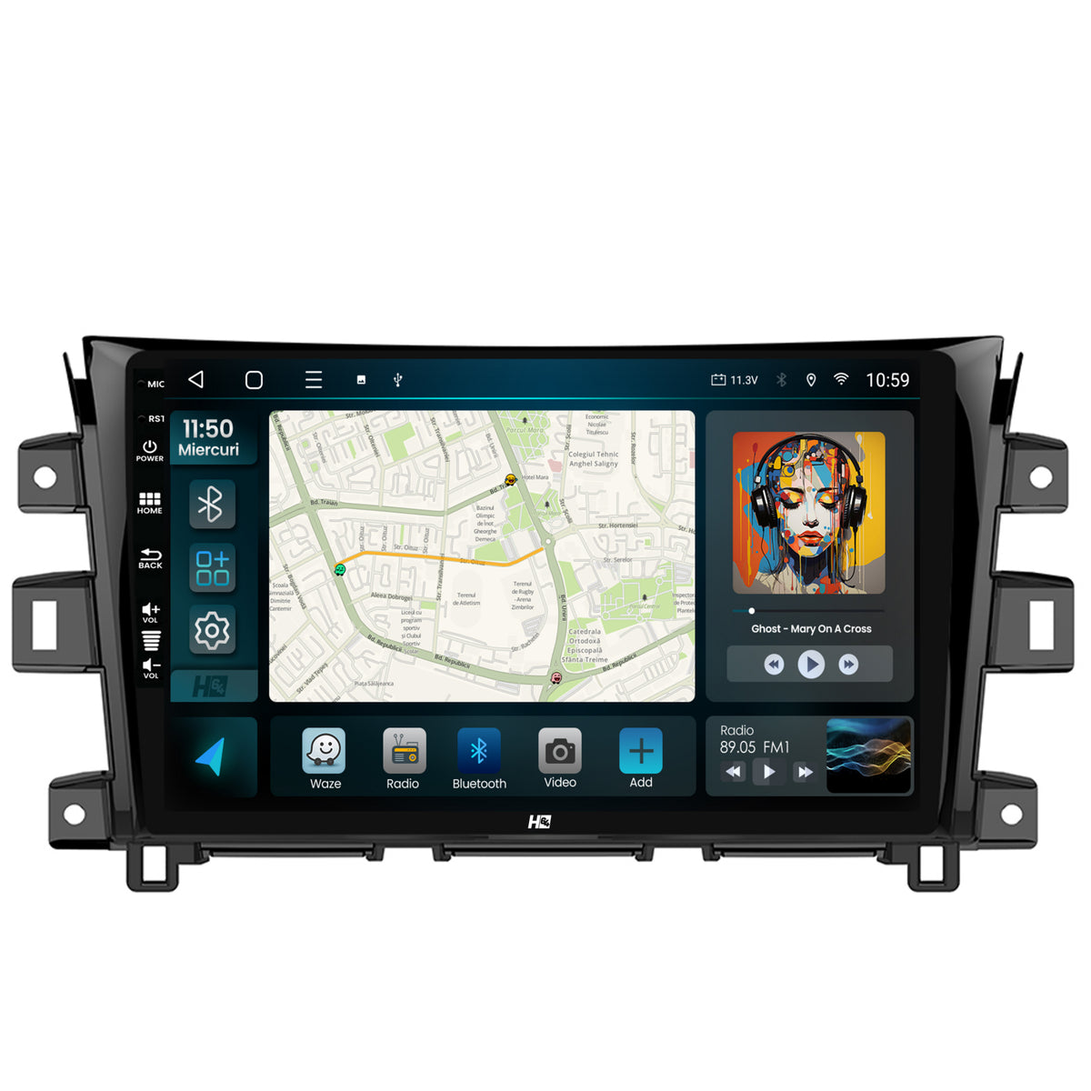 Navigatie HUB64 Nissan Navara (2015+), 8GB RAM, Android, Octacore, Slot Sim 4G, DSP, GPS, Wi-FI, Carplay, Android Auto, USB, Bluetooth, Waze, Touchscreen, 10.1 Inch