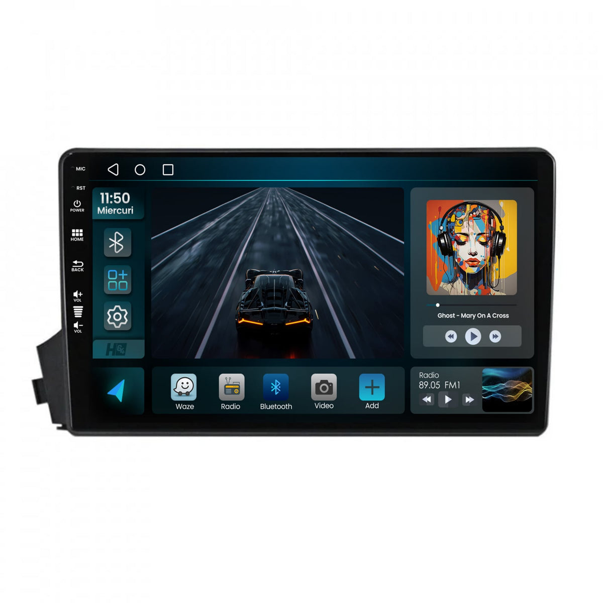 Navigatie HUB64 Ssangyong Actyon-Kyron (2005-2011), 2GB RAM, Android, GPS, Wi-FI, Carplay, Android Auto, USB, Bluetooth, Radio, Waze, Touchscreen, 9 inch