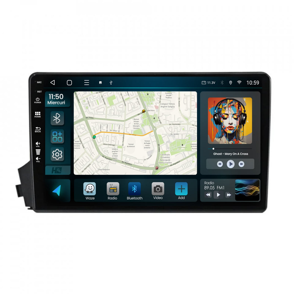 Navigatie HUB64 Ssangyong Actyon-Kyron (2005-2011), 8GB RAM, Android, Octacore, Slot Sim 4G, DSP, GPS, Wi-FI, Carplay, Android Auto, USB, Bluetooth, Waze, Touchscreen, 9 Inch