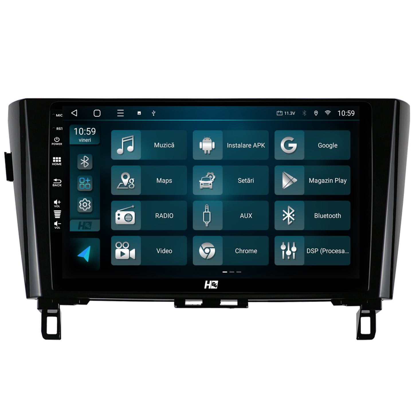 Navigatie HUB64 Nissan Qashqai / X-Trail (2013+), 8GB RAM, Android, Octacore, Slot Sim 4G, DSP, GPS, Wi-FI, Carplay, Android Auto, USB, Bluetooth, Waze, Touchscreen, 10.1 Inch
