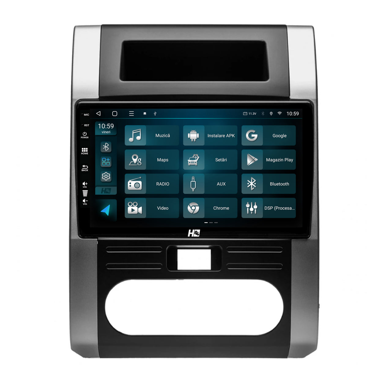 Navigatie HUB64 Nissan X-Trail (2007-2015), 4GB RAM, Android, Quadcore, DSP, GPS, Wi-FI, Carplay, Android Auto, USB, Bluetooth, Waze, Touchscreen, 10.1 Inch