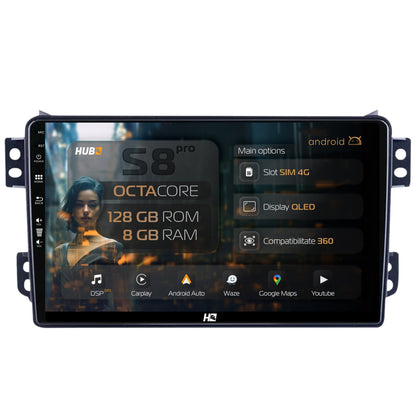 Navigatie HUB64 Opel Agila / Suzuki Splash (2007-2014), 8GB RAM, Android, Octacore, Slot Sim 4G, DSP, GPS, Wi-FI, Carplay, Android Auto, USB, Bluetooth, Waze, Touchscreen, 9 Inch