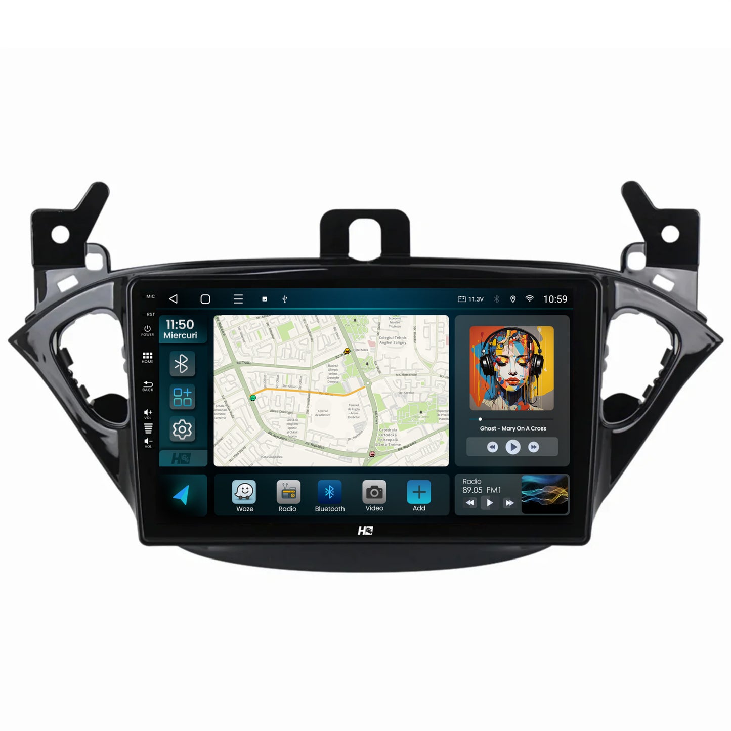 Navigatie HUB64 Opel Corsa E / Adam (2013-2019), 8GB RAM, Android, Octacore, Slot Sim 4G, DSP, GPS, Wi-FI, Carplay, Android Auto, USB, Bluetooth, Waze, Touchscreen, 9 Inch