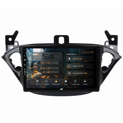 Navigatie HUB64 Opel Corsa E / Adam (2013-2019), 4GB RAM, Android, Octacore, Slot Sim 4G, DSP, GPS, Wi-FI, Carplay, Android Auto, USB, Bluetooth, Waze, Touchscreen, 9 inch