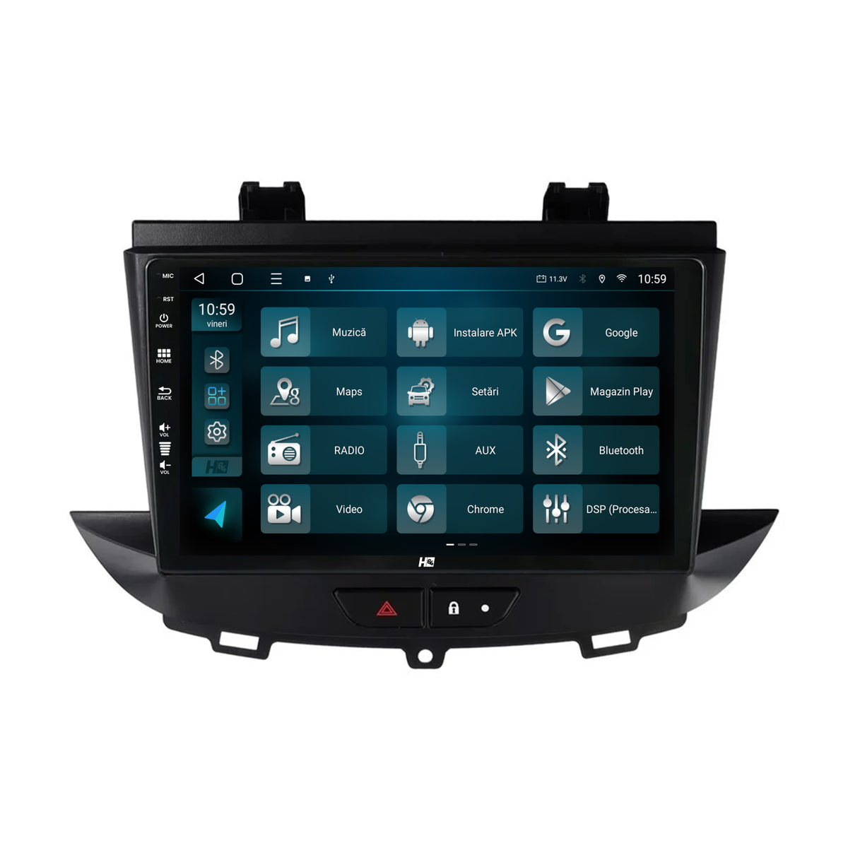 Navigatie HUB64 Opel Grandland X / Crossland X (2017-2021), 2GB RAM, Android, GPS, Wi-FI, Carplay, Android Auto, USB, Bluetooth, Radio, Waze, Touchscreen, 9 Inch
