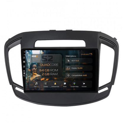 Navigatie HUB64 Opel Insignia (2014-2016), 2GB RAM, Android, GPS, Wi-FI, Carplay, Android Auto, USB, Bluetooth, Radio, Waze, Touchscreen, 9 inch