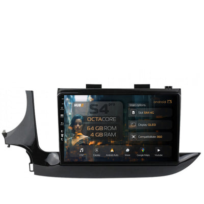 Navigatie HUB64 Opel Mokka (2016-Prezent), 4GB RAM, Android, Octacore, Slot Sim 4G, DSP, GPS, Wi-FI, Carplay, Android Auto, USB, Bluetooth, Waze, Touchscreen, 9 inch