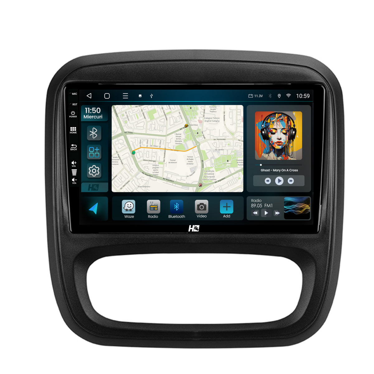Navigatie HUB64 Opel Vivaro / Renault Trafic / Fiat Talento (2014-2017), 4GB RAM, Android, Quadcore, DSP, GPS, Wi-FI, Carplay, Android Auto, USB, Bluetooth, Waze, Touchscreen, 9 inch