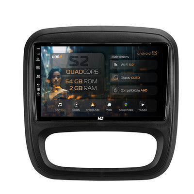 Navigatie HUB64 Opel Vivaro / Renault Trafic / Fiat Talento (2014-2017), 2GB RAM, Android, GPS, Wi-FI, Carplay, Android Auto, USB, Bluetooth, Radio, Waze, Touchscreen, 9 inch