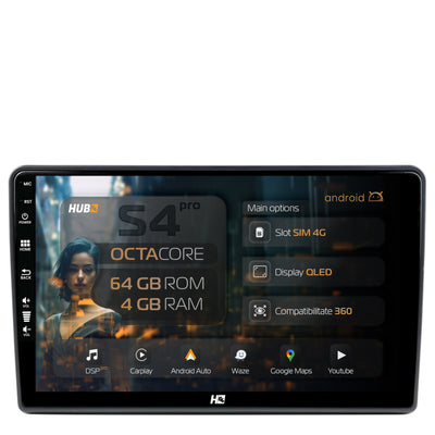 Navigatie HUB64 Opel Vivaro / Renault Trafic / Nissan Primastar (2006-2010), 4GB RAM, Android, Octacore, Slot Sim 4G, DSP, GPS, Wi-FI, Carplay, Android Auto, USB, Bluetooth, Waze, Touchscreen, 10 i