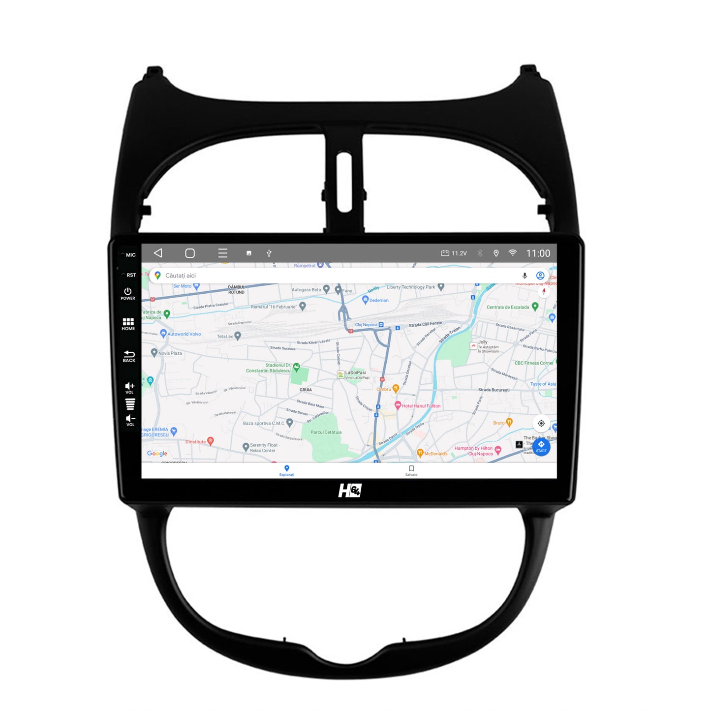 Navigatie HUB64 Peugeot 206 (1998-2012), 4GB RAM, Android, Octacore, Slot Sim 4G, DSP, GPS, Wi-FI, Carplay, Android Auto, USB, Bluetooth, Waze, Touchscreen, 9 inch