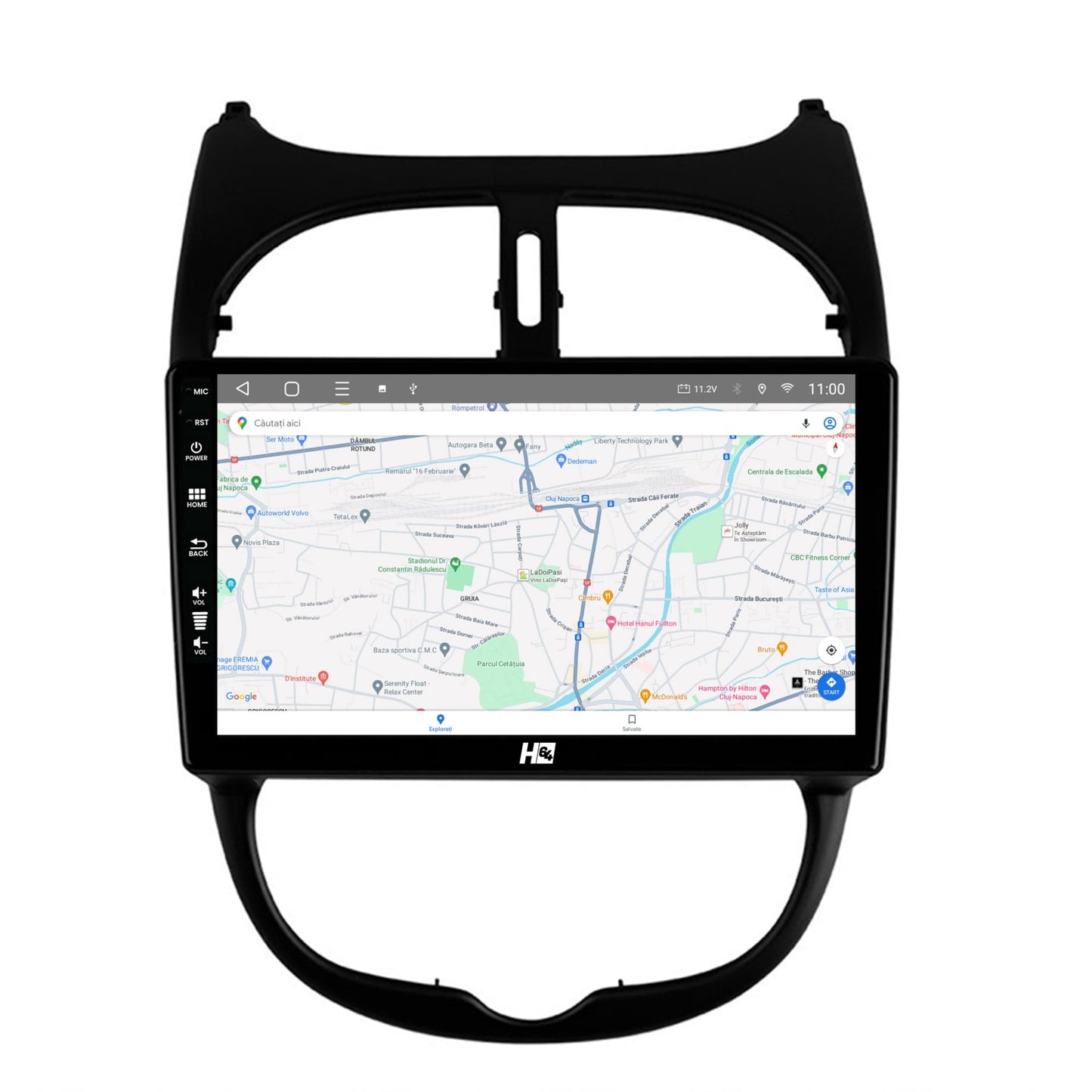 Navigatie HUB64 Peugeot 206 (1998-2012), 4GB RAM, Android, Quadcore, DSP, GPS, Wi-FI, Carplay, Android Auto, USB, Bluetooth, Waze, Touchscreen, 9 inch