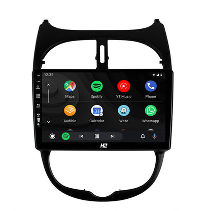 Navigatie HUB64 Peugeot 206 (1998-2012), 4GB RAM, Android, Quadcore, DSP, GPS, Wi-FI, Carplay, Android Auto, USB, Bluetooth, Waze, Touchscreen, 9 inch