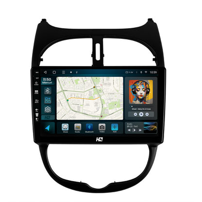 Navigatie HUB64 Peugeot 206 (1998-2012), 6GB RAM, Android, Octacore, Slot Sim 4G, DSP, GPS, Wi-FI, Carplay, Android Auto, USB, Bluetooth, Waze, Touchscreen, 9 Inch
