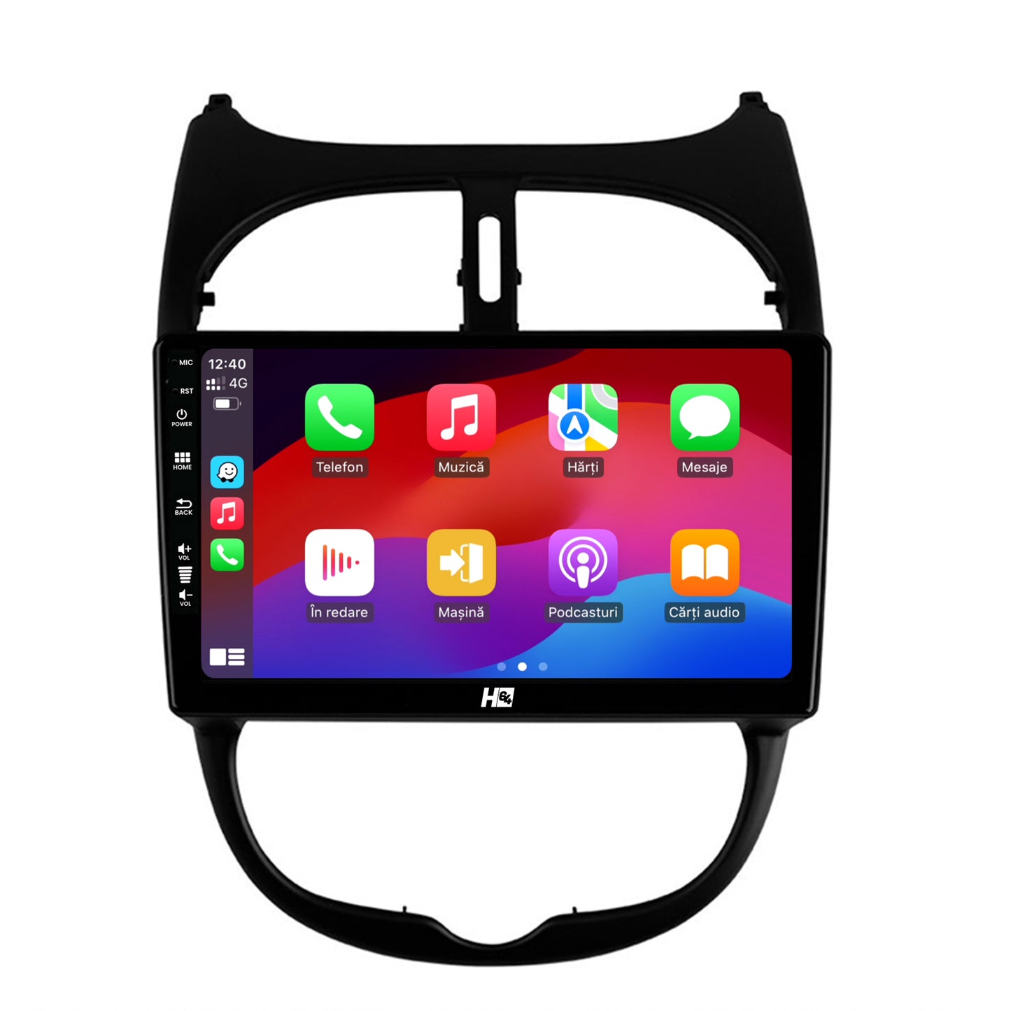 Navigatie HUB64 Peugeot 206 (1998-2012), 6GB RAM, Android, Octacore, Slot Sim 4G, DSP, GPS, Wi-FI, Carplay, Android Auto, USB, Bluetooth, Waze, Touchscreen, 9 Inch