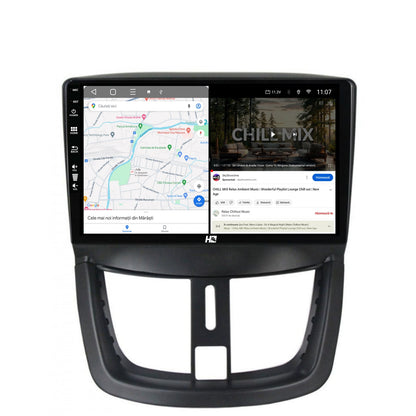 Navigatie HUB64 Peugeot 207, 4GB RAM, Android, Octacore, Slot Sim 4G, DSP, GPS, Wi-FI, Carplay, Android Auto, USB, Bluetooth, Waze, Touchscreen, 9 inch