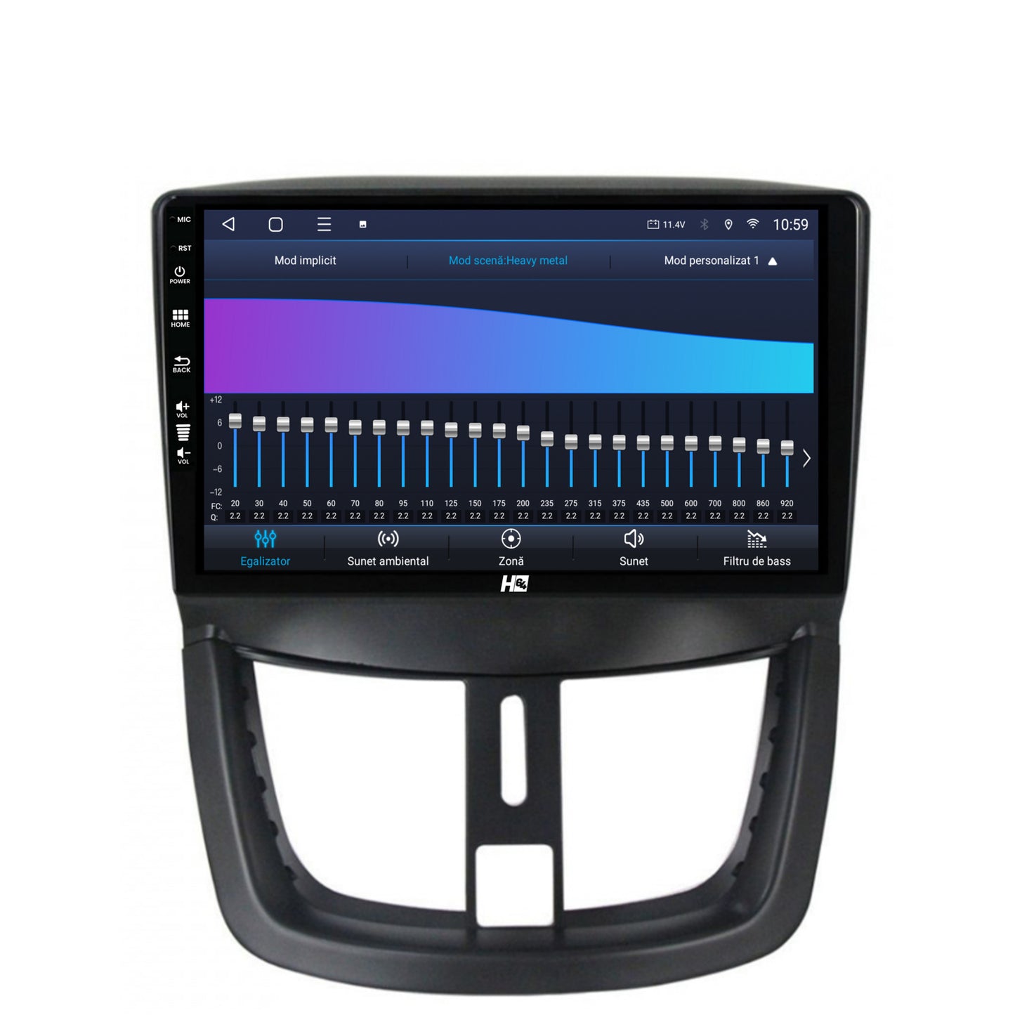 Navigatie HUB64 Peugeot 207, 8GB RAM, Android, Octacore, Slot Sim 4G, DSP, GPS, Wi-FI, Carplay, Android Auto, USB, Bluetooth, Waze, Touchscreen, 9 Inch