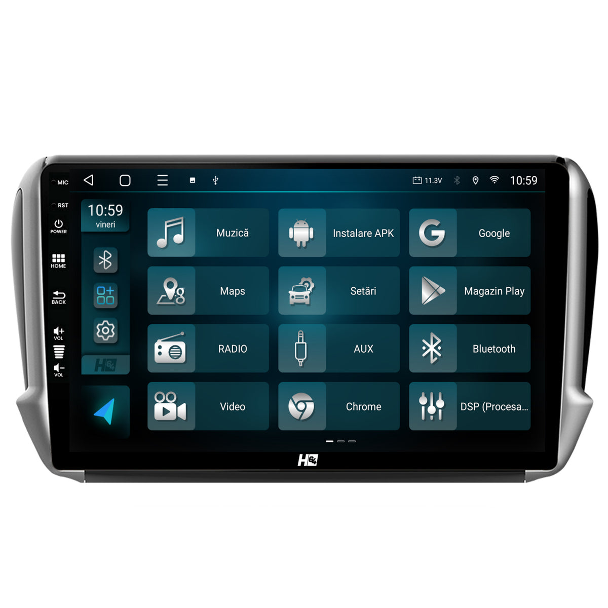 Navigatie HUB64 Peugeot 208/2008 (2012+), 2GB RAM, Android, GPS, Wi-FI, Carplay, Android Auto, USB, Bluetooth, Radio, Waze, Touchscreen, 10.1 inch