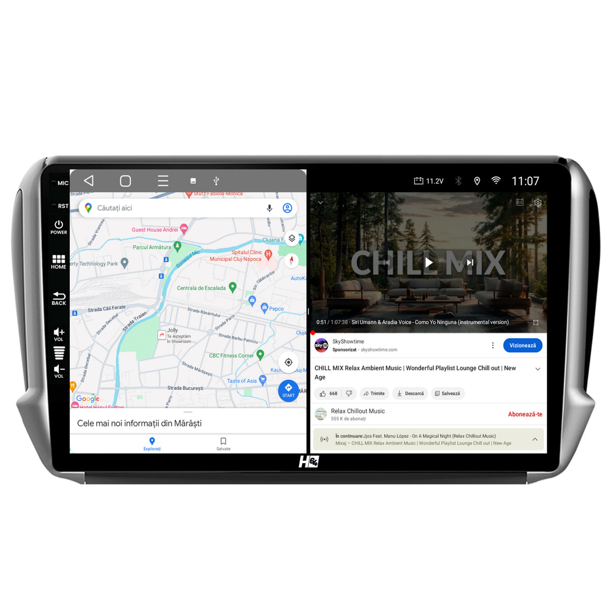 Navigatie HUB64 Peugeot 208/2008 (2012+), 2GB RAM, Android, GPS, Wi-FI, Carplay, Android Auto, USB, Bluetooth, Radio, Waze, Touchscreen, 10.1 inch