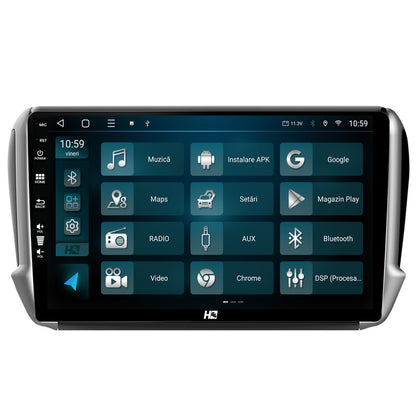 Navigatie HUB64 Peugeot 208/2008 (2012+), 4GB RAM, Android, Quadcore, DSP, GPS, Wi-FI, Carplay, Android Auto, USB, Bluetooth, Waze, Touchscreen, 10.1 Inch