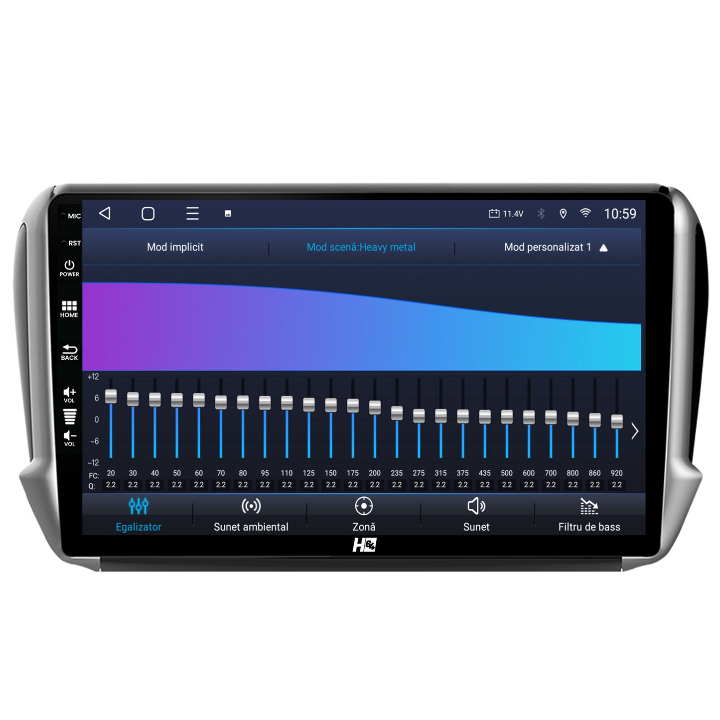 Navigatie HUB64 Peugeot 208/2008 (2012+), 8GB RAM, Android, Octacore, Slot Sim 4G, DSP, GPS, Wi-FI, Carplay, Android Auto, USB, Bluetooth, Waze, Touchscreen, 10.1 Inch