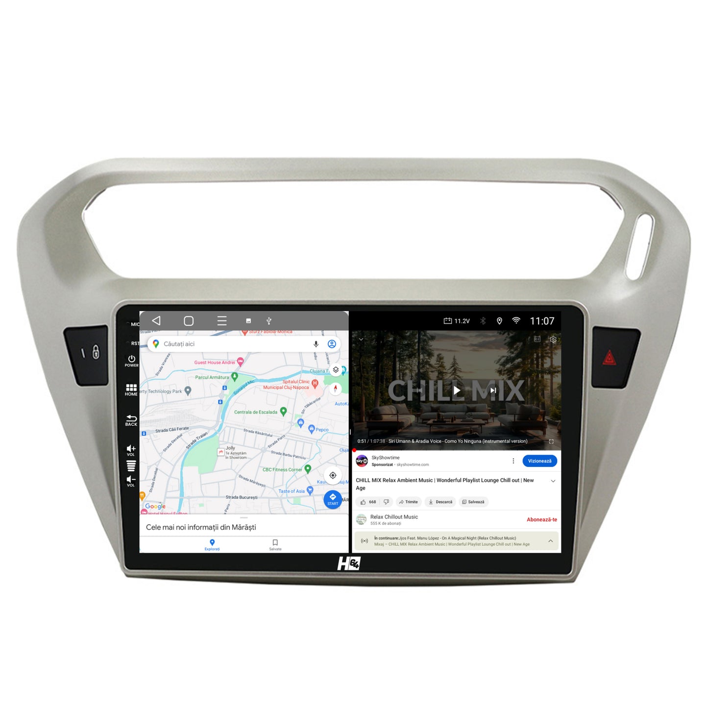 Navigatie HUB64 Peugeot 301 / Citroen C-Elysee, 2GB RAM, Android, GPS, Wi-FI, Carplay, Android Auto, USB, Bluetooth, Radio, Waze, Touchscreen, 9 inch