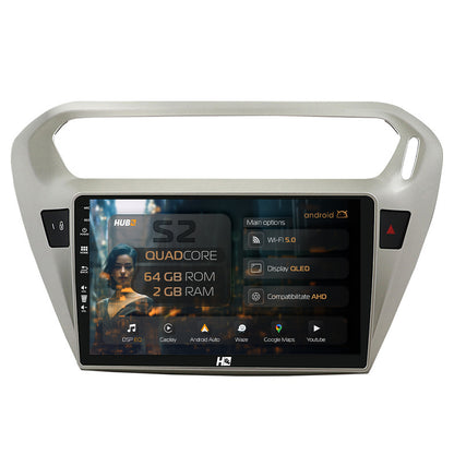 Navigatie HUB64 Peugeot 301 / Citroen C-Elysee, 2GB RAM, Android, GPS, Wi-FI, Carplay, Android Auto, USB, Bluetooth, Radio, Waze, Touchscreen, 9 inch