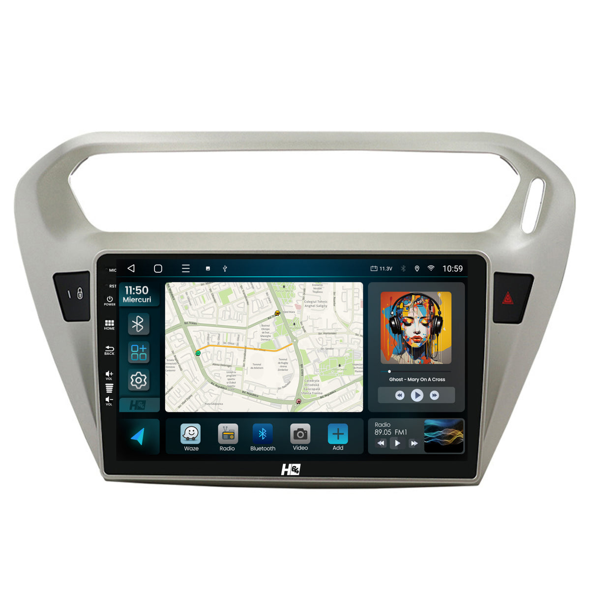 Navigatie HUB64 Peugeot 301 / Citroen C-Elysee, 6GB RAM, Android, Octacore, Slot Sim 4G, DSP, GPS, Wi-FI, Carplay, Android Auto, USB, Bluetooth, Waze, Touchscreen, 9 Inch