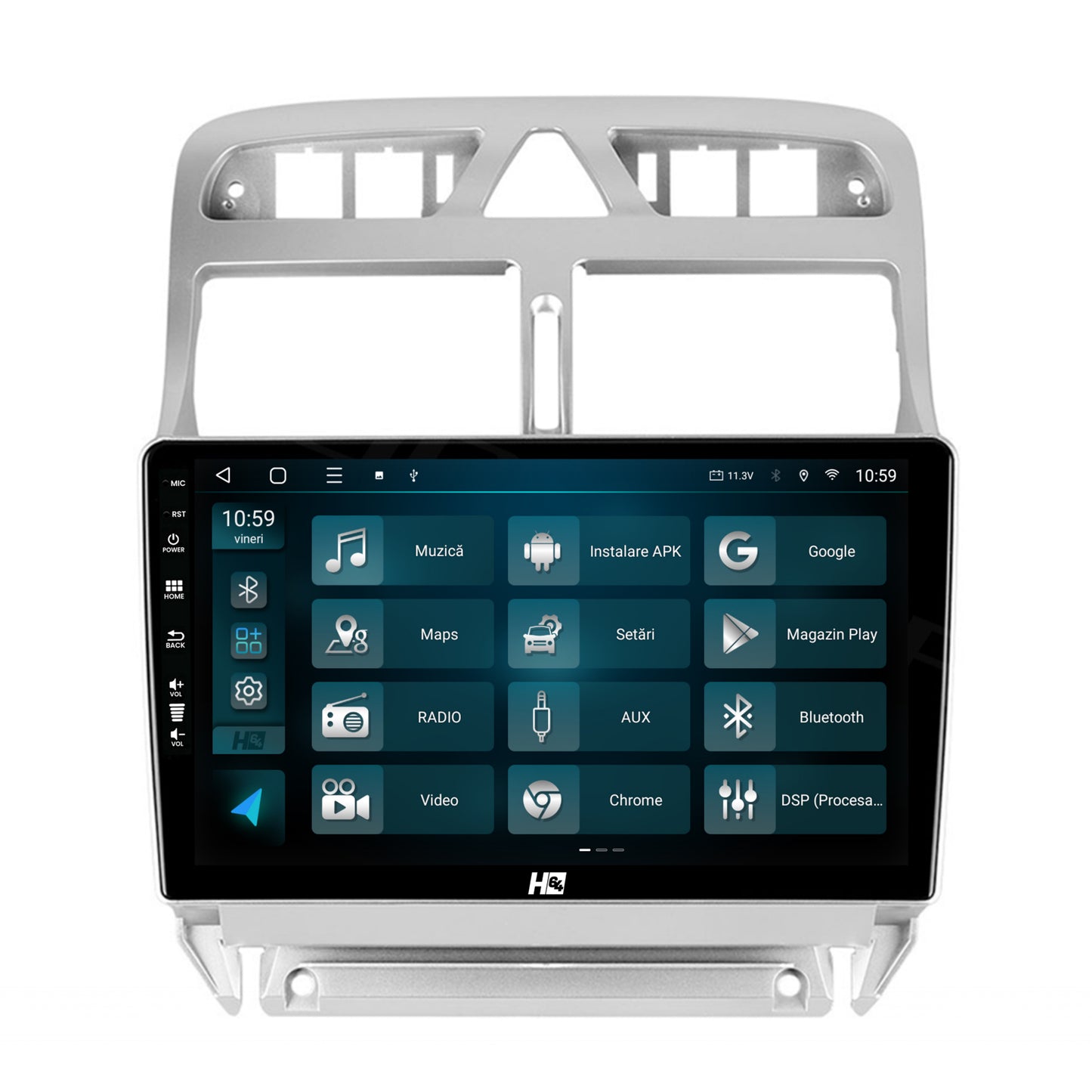 Navigatie HUB64 Peugeot 307, 4GB RAM, Android, Quadcore, DSP, GPS, Wi-FI, Carplay, Android Auto, USB, Bluetooth, Waze, Touchscreen, 9 inch