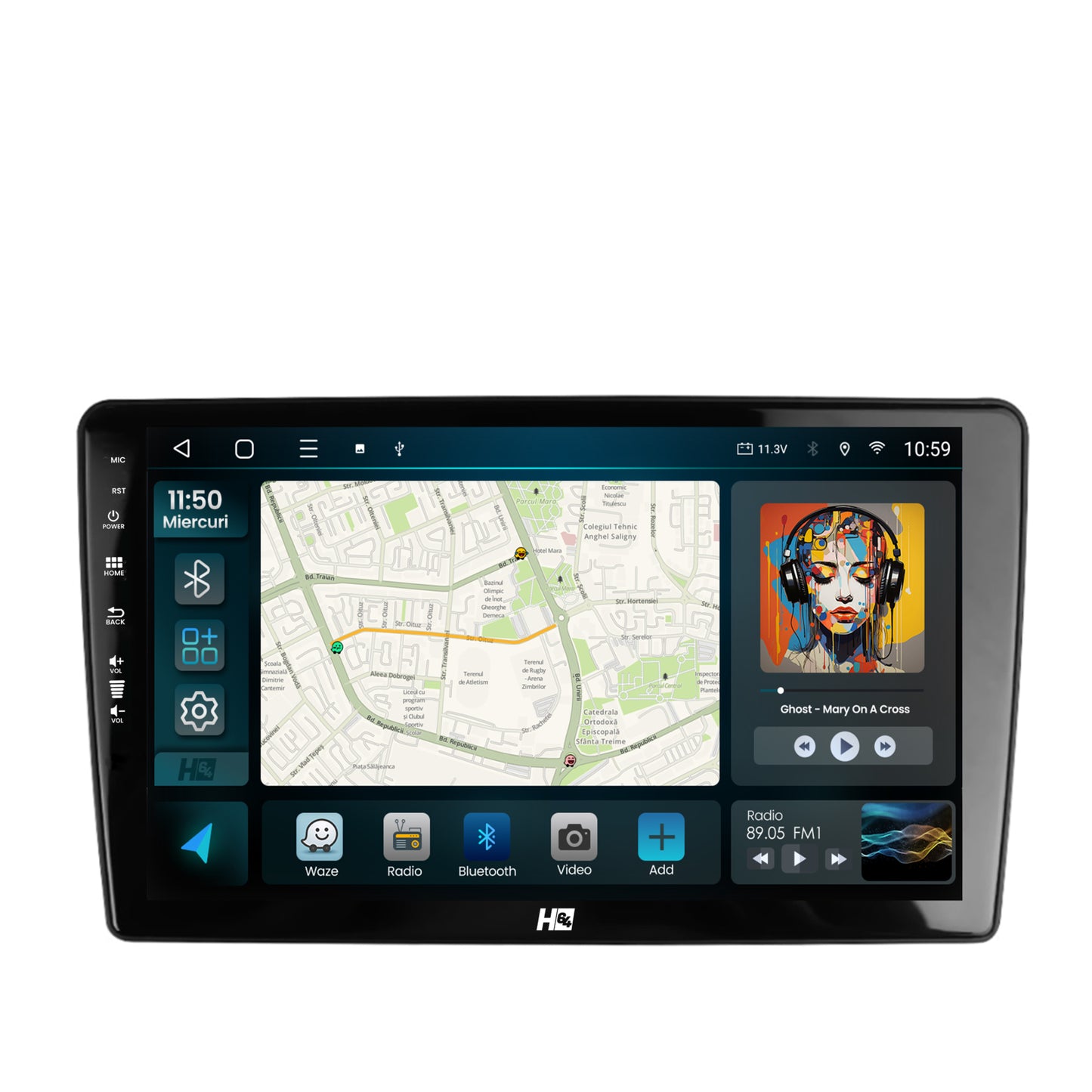 Navigatie HUB64 Peugeot 307, 8GB RAM, Android, Octacore, Slot Sim 4G, DSP, GPS, Wi-FI, Carplay, Android Auto, USB, Bluetooth, Waze, Touchscreen, 9 Inch