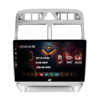 Navigatie HUB64 Peugeot 307, 6GB RAM, Android, Octacore, Slot Sim 4G, DSP, GPS, Wi-FI, Carplay, Android Auto, USB, Bluetooth, Waze, Touchscreen, 9 Inch