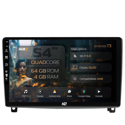 Navigatie HUB64 Peugeot 407 (2004-2011), 4GB RAM, Android, Quadcore, DSP, GPS, Wi-FI, Carplay, Android Auto, USB, Bluetooth, Waze, Touchscreen, 9 inch