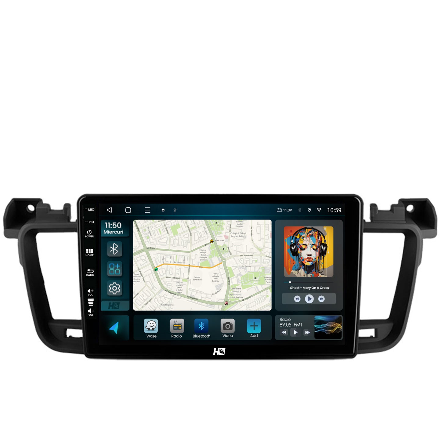 Navigatie HUB64 Peugeot 508 (2010-2018), 2GB RAM, Android, GPS, Wi-FI, Carplay, Android Auto, USB, Bluetooth, Radio, Waze, Touchscreen, 9 inch