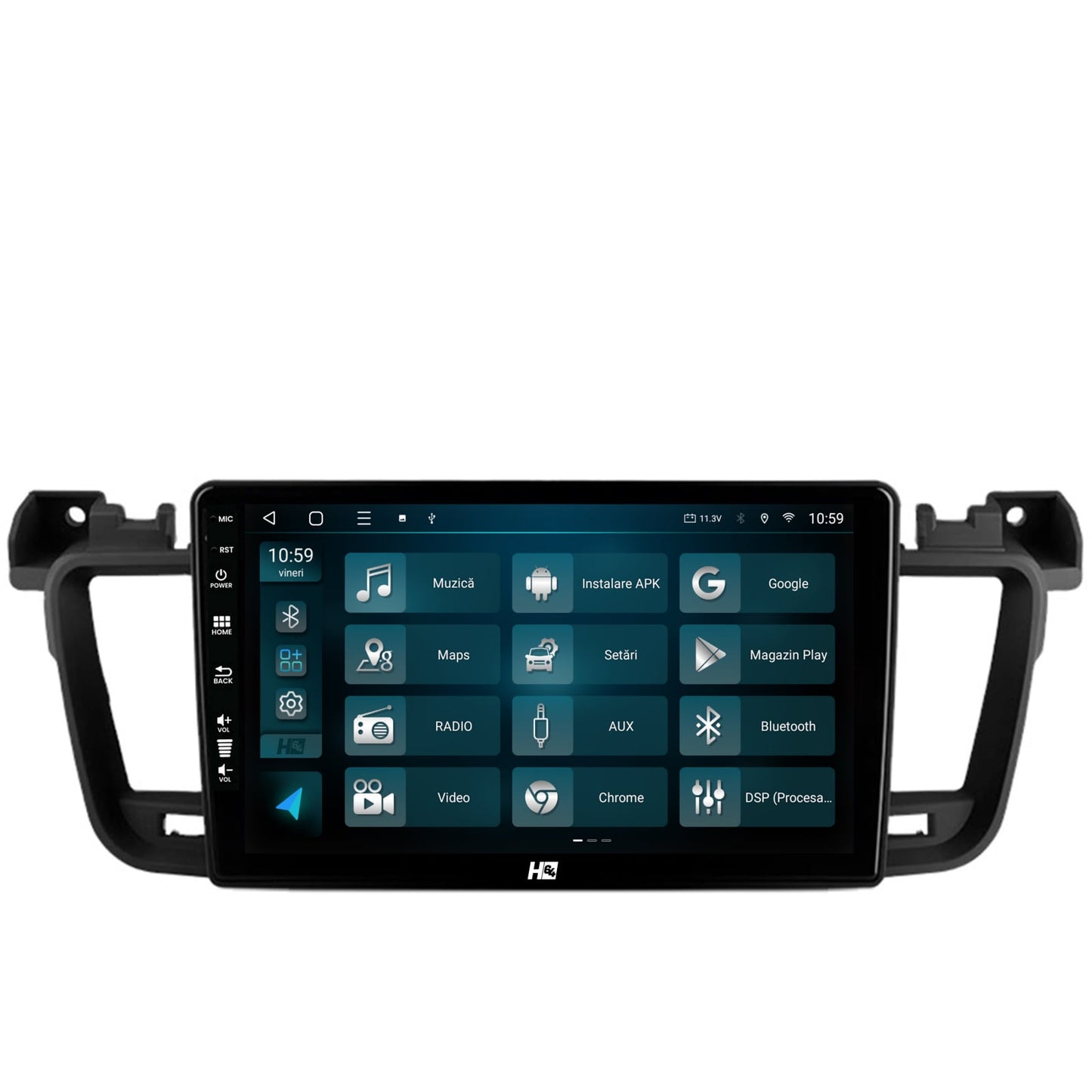 Navigatie HUB64 Peugeot 508 (2010-2018), 4GB RAM, Android, Octacore, Slot Sim 4G, DSP, GPS, Wi-FI, Carplay, Android Auto, USB, Bluetooth, Waze, Touchscreen, 9 inch