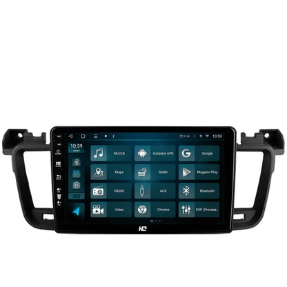 Navigatie HUB64 Peugeot 508 (2010-2018), 4GB RAM, Android, Octacore, Slot Sim 4G, DSP, GPS, Wi-FI, Carplay, Android Auto, USB, Bluetooth, Waze, Touchscreen, 9 inch
