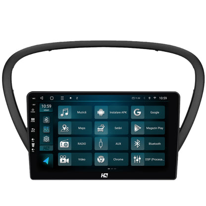 Navigatie HUB64 Peugeot 607 (2004-2011), 4GB RAM, Android, Quadcore, DSP, GPS, Wi-FI, Carplay, Android Auto, USB, Bluetooth, Waze, Touchscreen, 9 inch