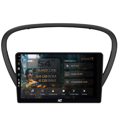 Navigatie HUB64 Peugeot 607 (2004-2011), 4GB RAM, Android, Quadcore, DSP, GPS, Wi-FI, Carplay, Android Auto, USB, Bluetooth, Waze, Touchscreen, 9 inch